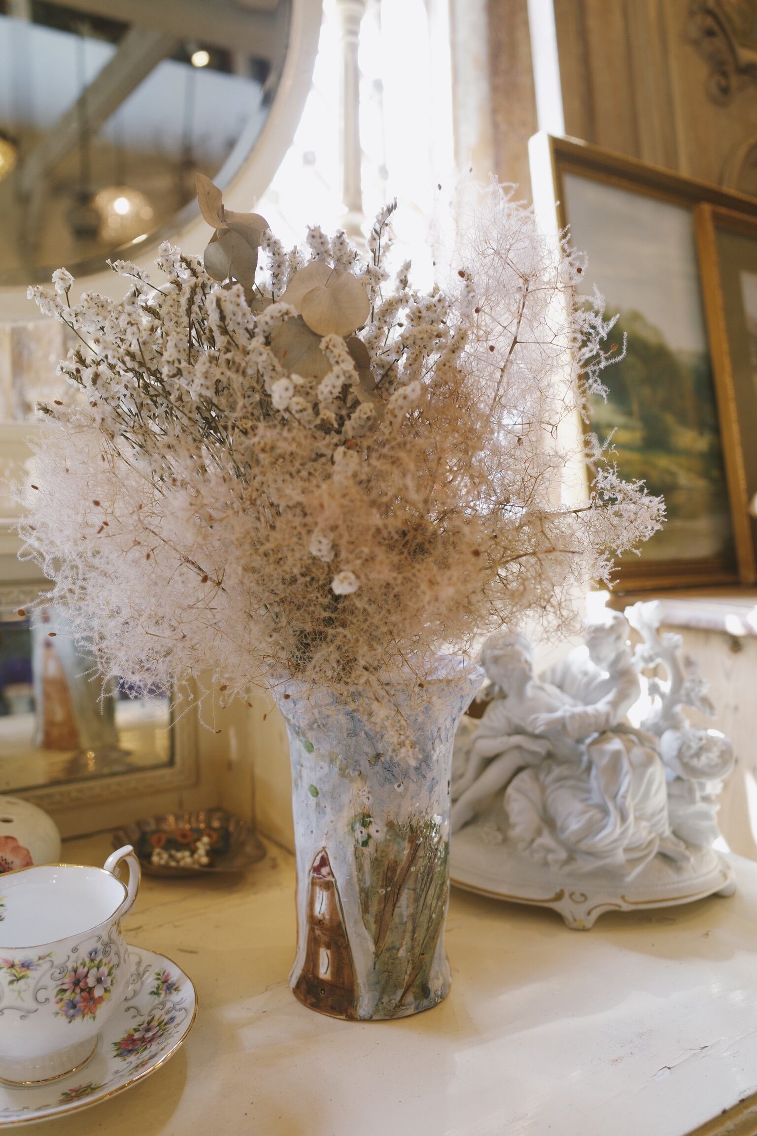 花瓶/ハンドペイント/フラワーベース/空間装飾/ペイント/ドライフラワー/店舗什器/撮影アイテム/アンティーク