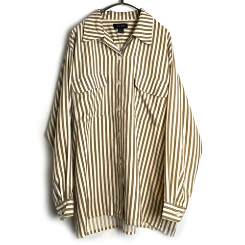 Vintage Open Collar Silk Shirt [1980s] [SILK HOUSE] Vintage Loop Collar Silk