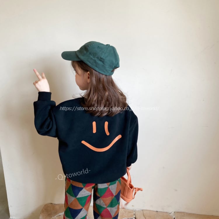 90㎝-140㎝】トップス トレーナー バックプリント 男女兼用 ナチュラル  