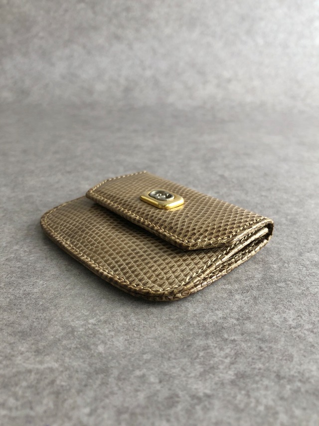 GUCCI グッチ 財布 ブラウン GG リザード型押し コインケース vintage ヴィンテージ オールド 5vm57j