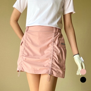 [Pink即納]シャーリングミニカーゴスカート(2color)