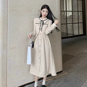 【送料無料】 ロングワンピ ミモレ 長袖 ハイネック Aライン フレア プルオーバー リボン エレガント 可愛い 大人可愛い きれいめ シンプル カジュアル シック コンサバ 華やか 大人 上品 おしゃれ お洒落 レトロ 主役級 こなれ感 高見え フェミニン 無地 春 レディース 女性用 30代 40代 デート お出かけ 女子会 お呼ばれ 休日 お茶会 授業参観 着回し 普段使い ファッション コーデ スタイル 楽ちん 体型カバー 定番 着痩せ 垢抜け ママ服