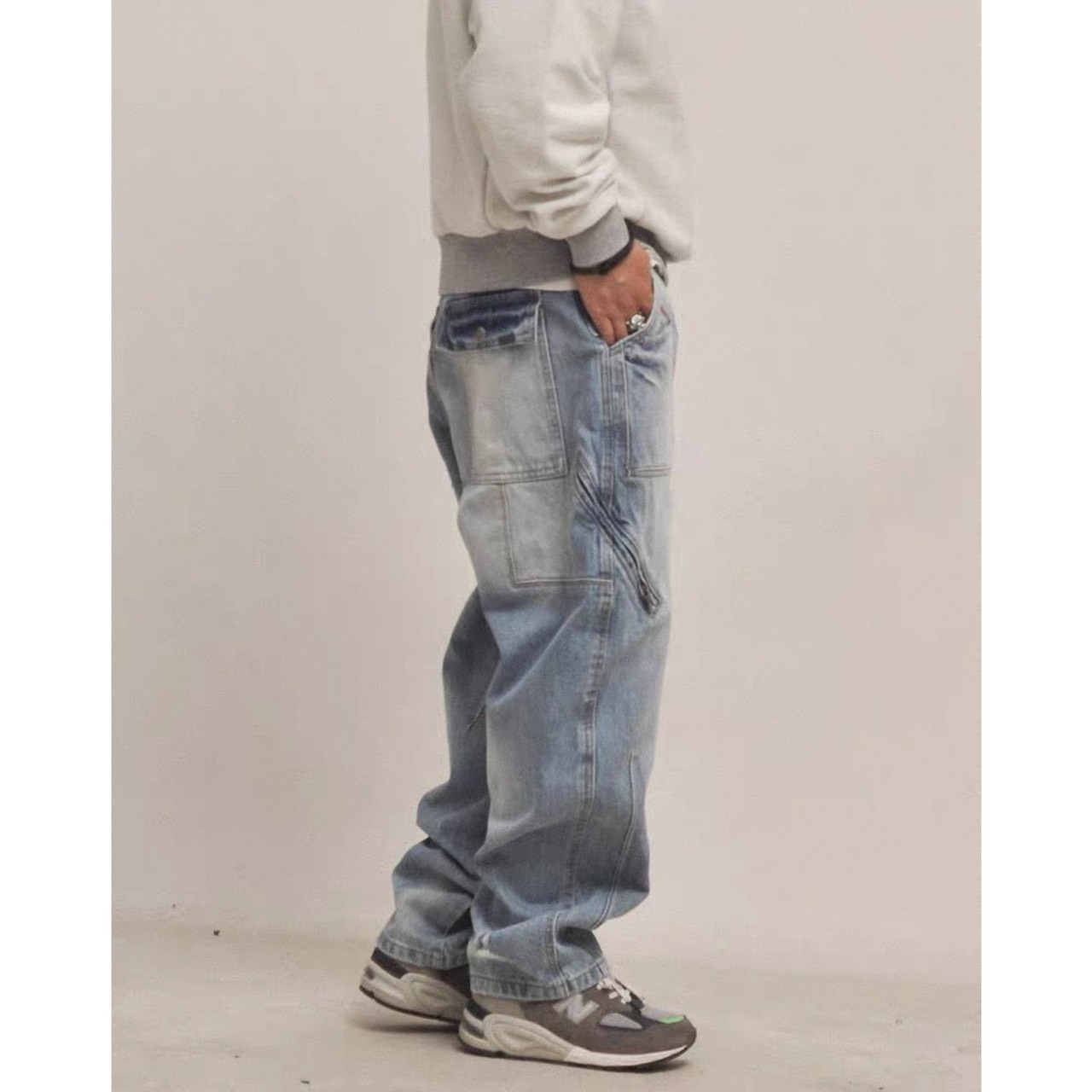 Vintage work style denim pants 1145 - 3