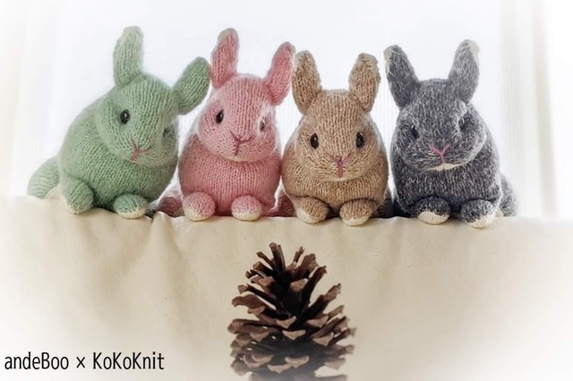 Rabbit Knitting pattern♪  Data Download Only！  Netherland dwarf : andeBoo-san's pattern This pattern is written in Japanese.