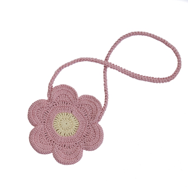 Kalinka / Flower Crochet Bag - Dusty Pink