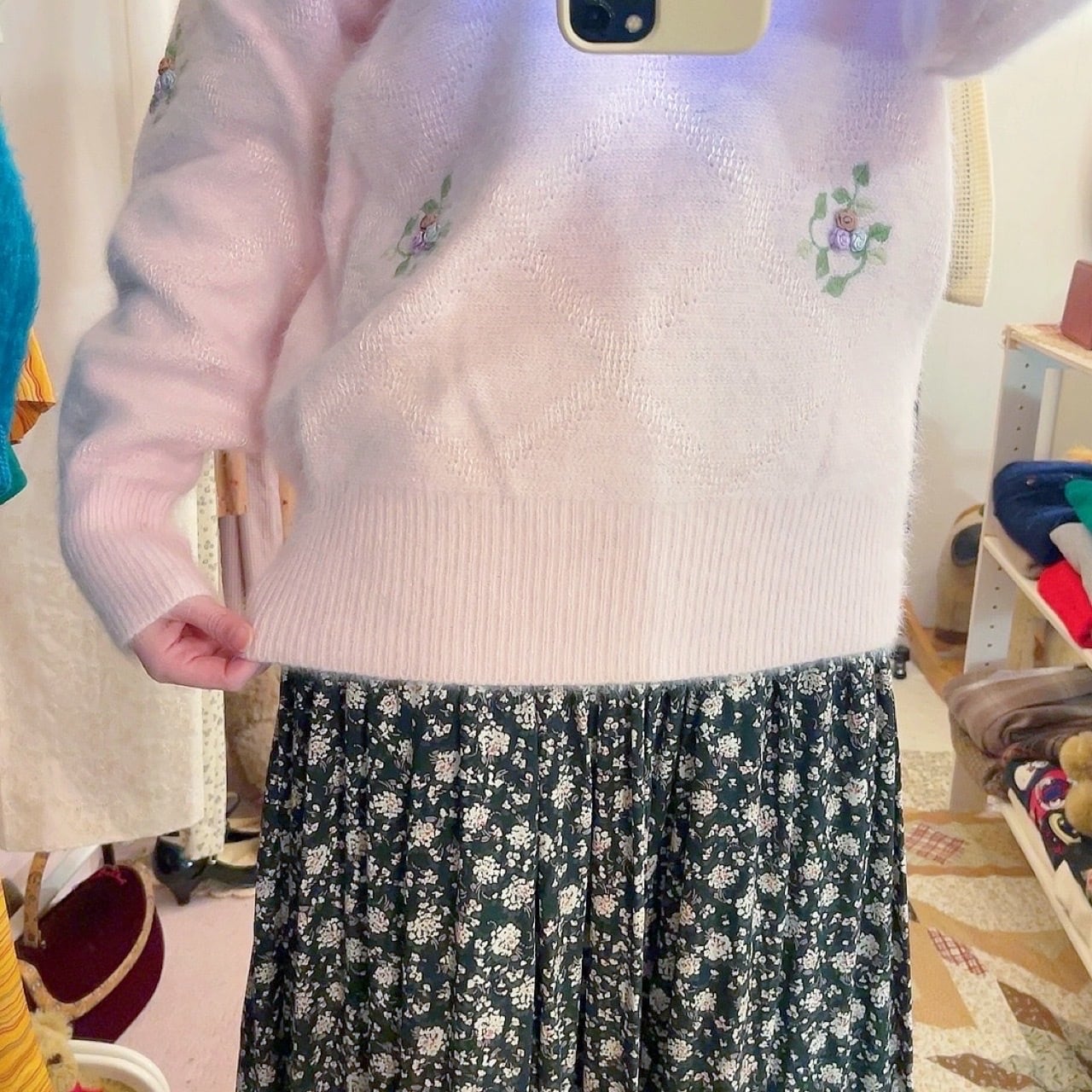 baby pink rose angora knit sweater