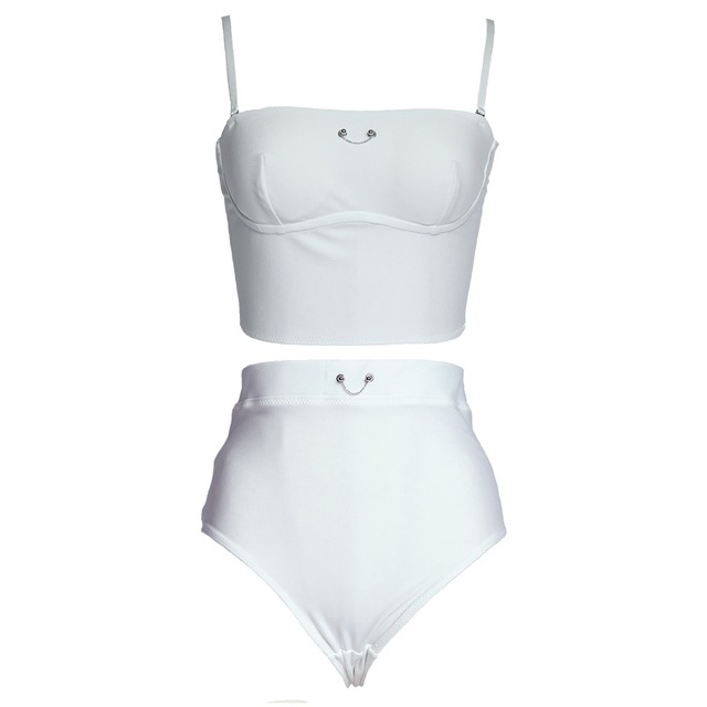 Icon bustier & shorts set -white-