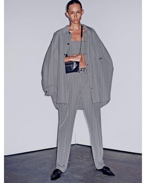 ALEXANDER WANG　CHAIN DETAIL HOUNDSTOOTH WOOL PANTS