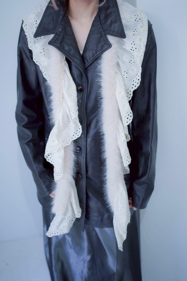 white lace fur doging muffler