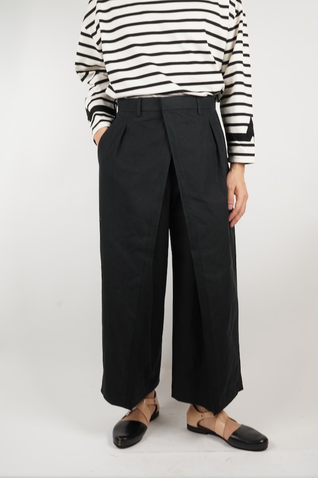 MAINU/Cotton Polyester Burberry Cross Double Front Wide Pants