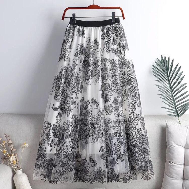 ヴィンテージフラワープリントガーゼニットスカート29030111