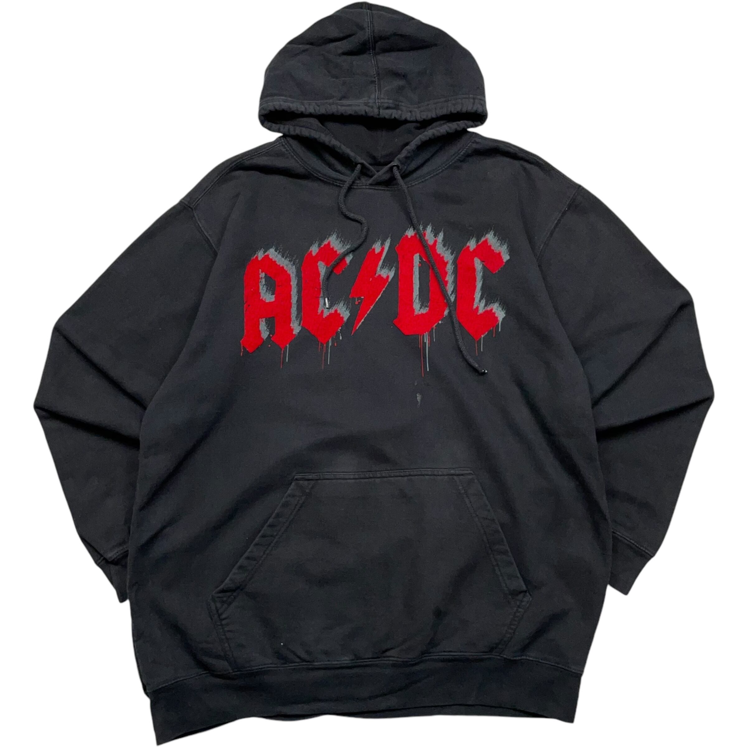 《M》AC/DC バンドスウェット パーカー フロッキープリント ブラック no.4778