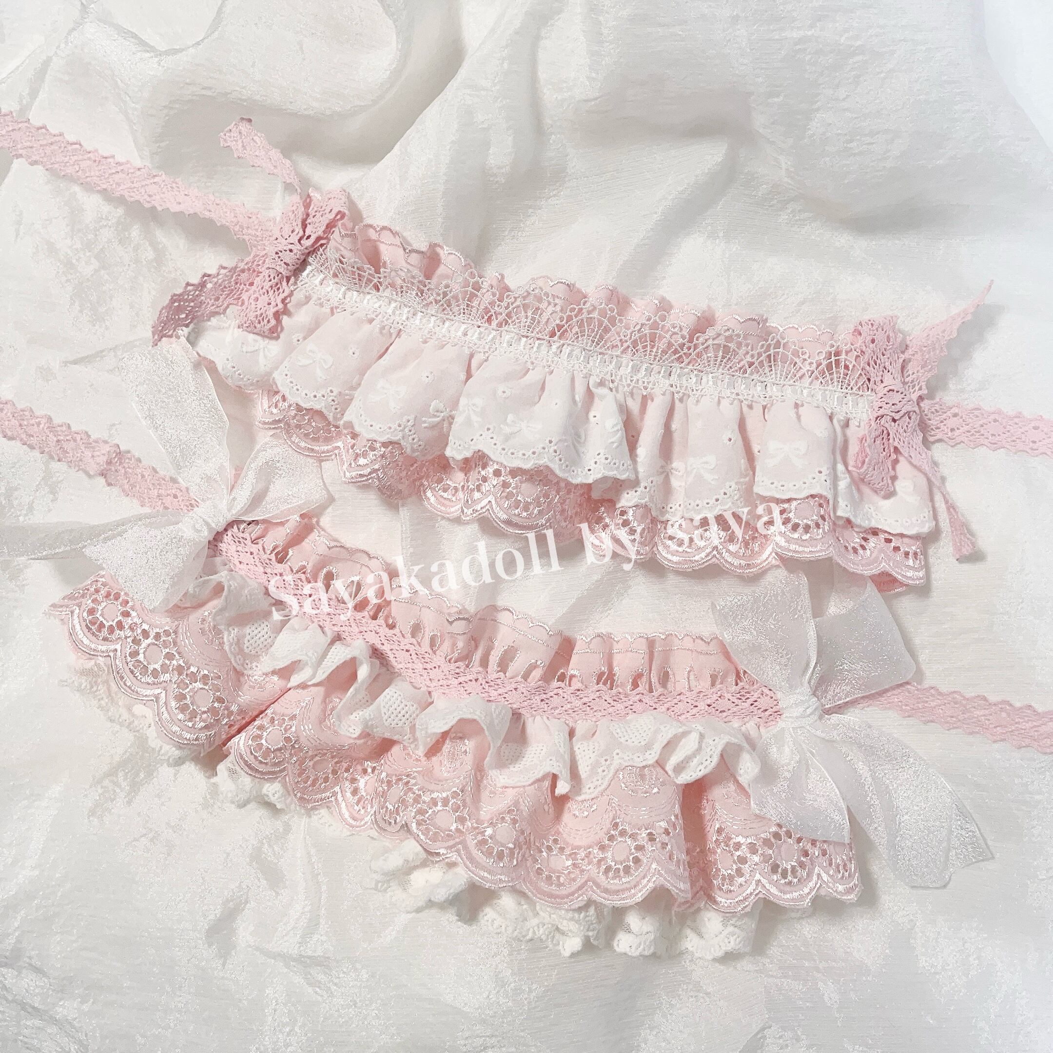 ♡ Lolita ボンネット風 フリルリボンヘッドドレス pink C‬
