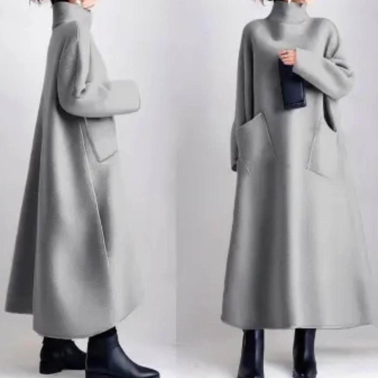 Turtleneck Wool Dress – Loose Fit, Cozy and Elegant Midi Dress (ME265)