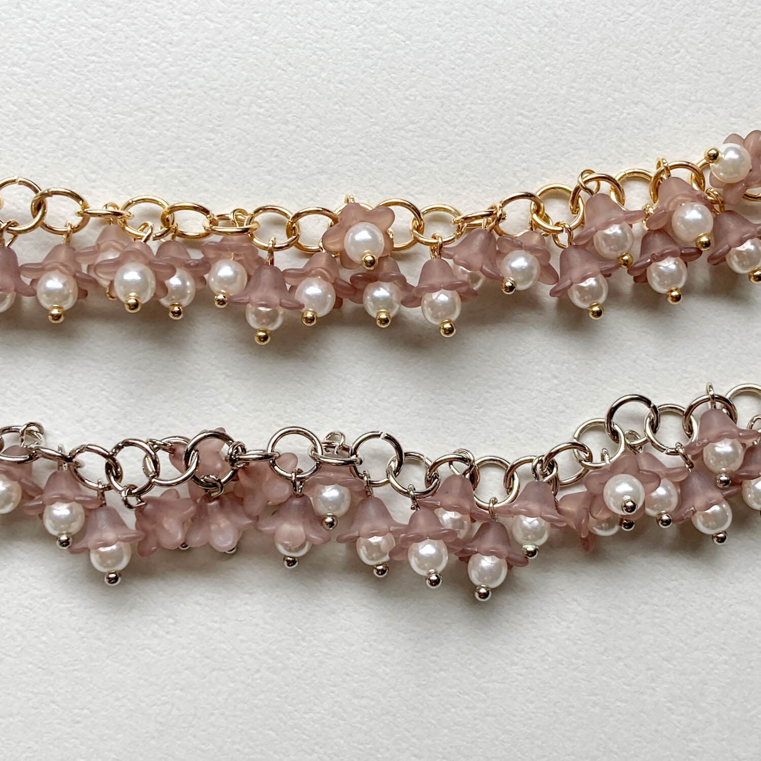 再入荷〉マット紫花のデザインチェーン（10cm〜） | Dua-アクセサリー