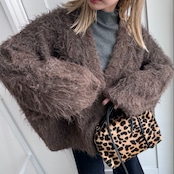 MOKE MOKE shaggy over knit CD/brown