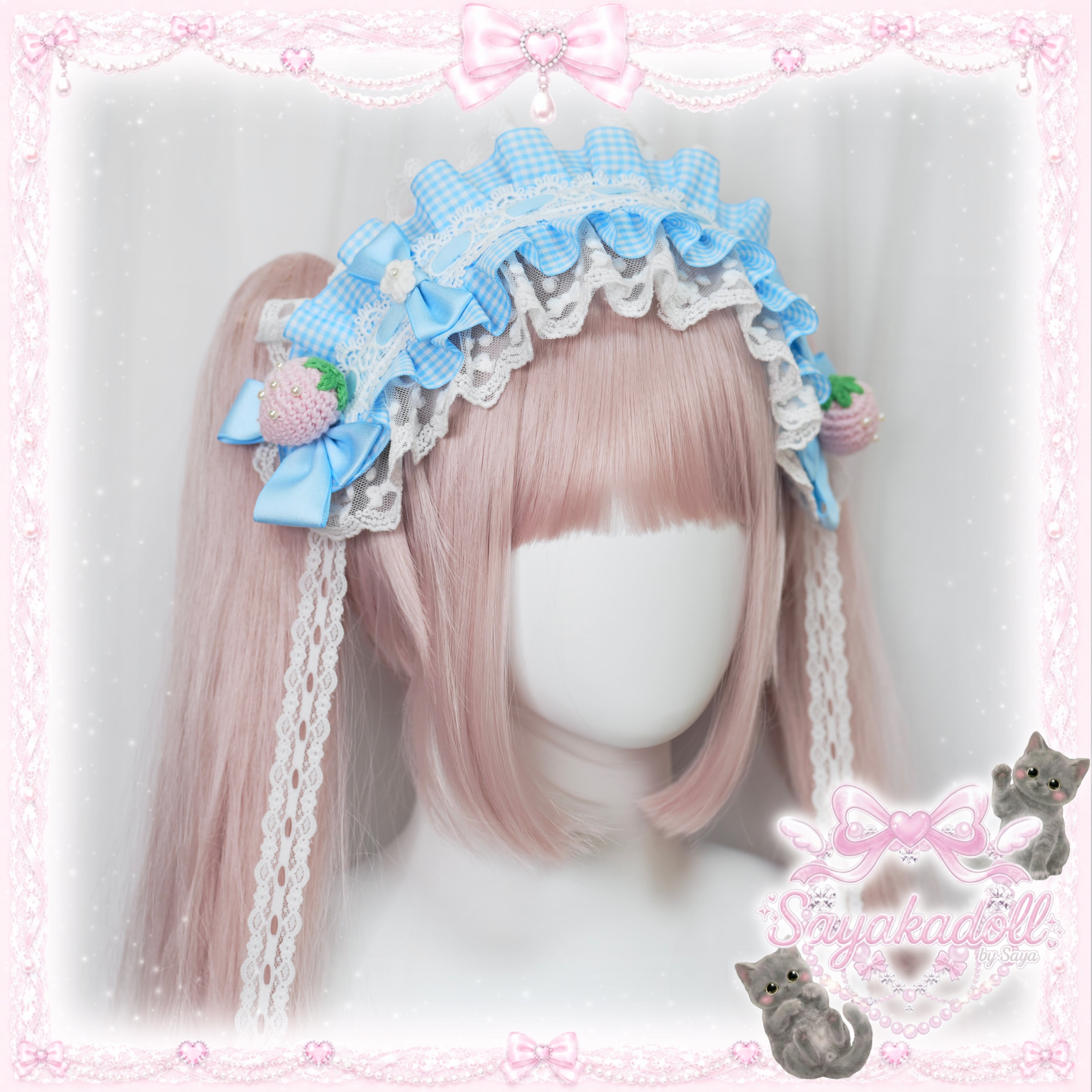 ♡ Princess ribbon フリルレースリボンヘッドドレス cream‬