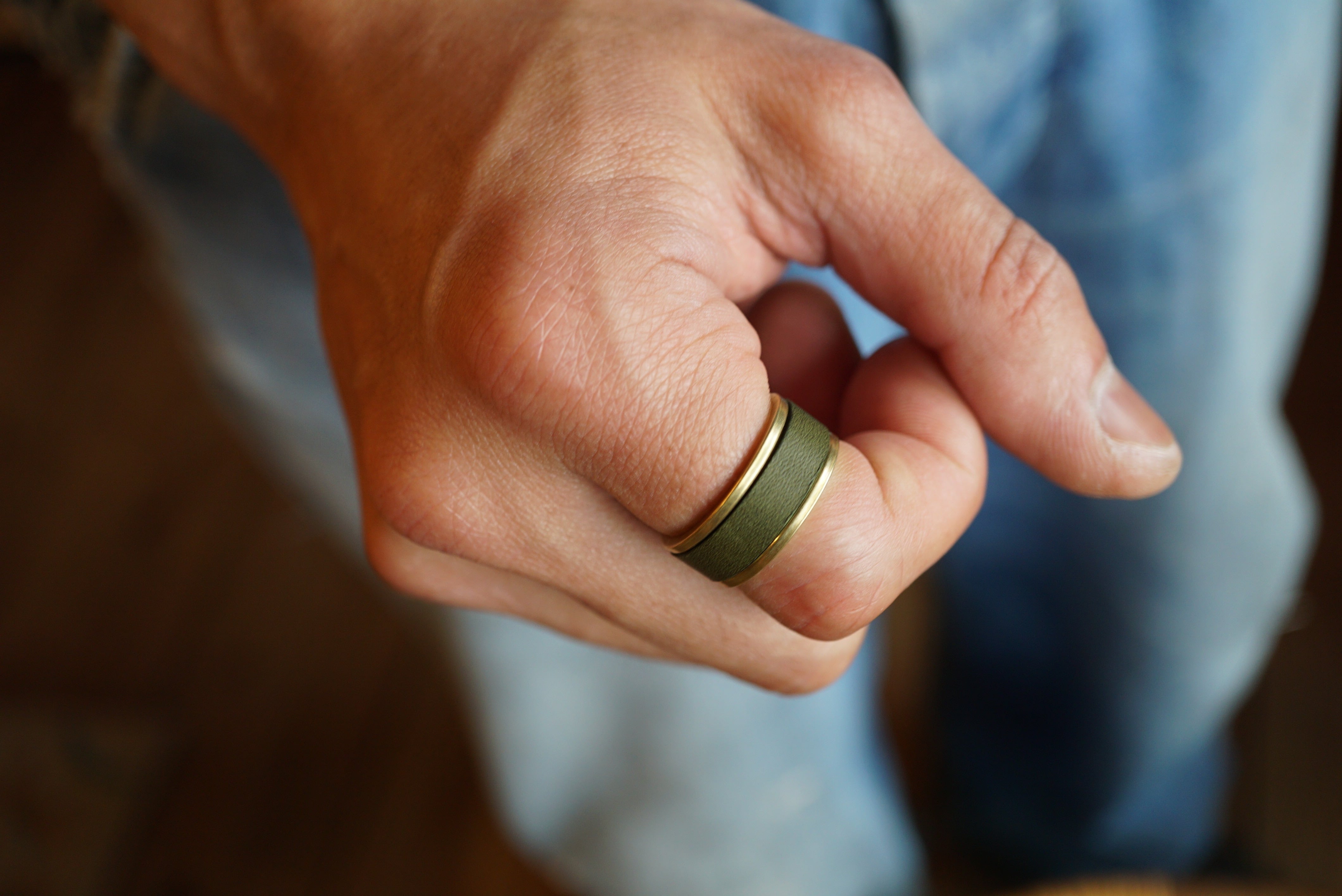 レザーと真鍮のリング（6mm） | 革細工とニュージーランド雑貨のお店