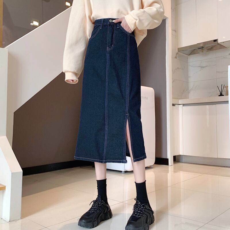 スカート スプリングオータムAラインハイウェスト薄手ロング 春物 秋物 スーパーモール32804857978