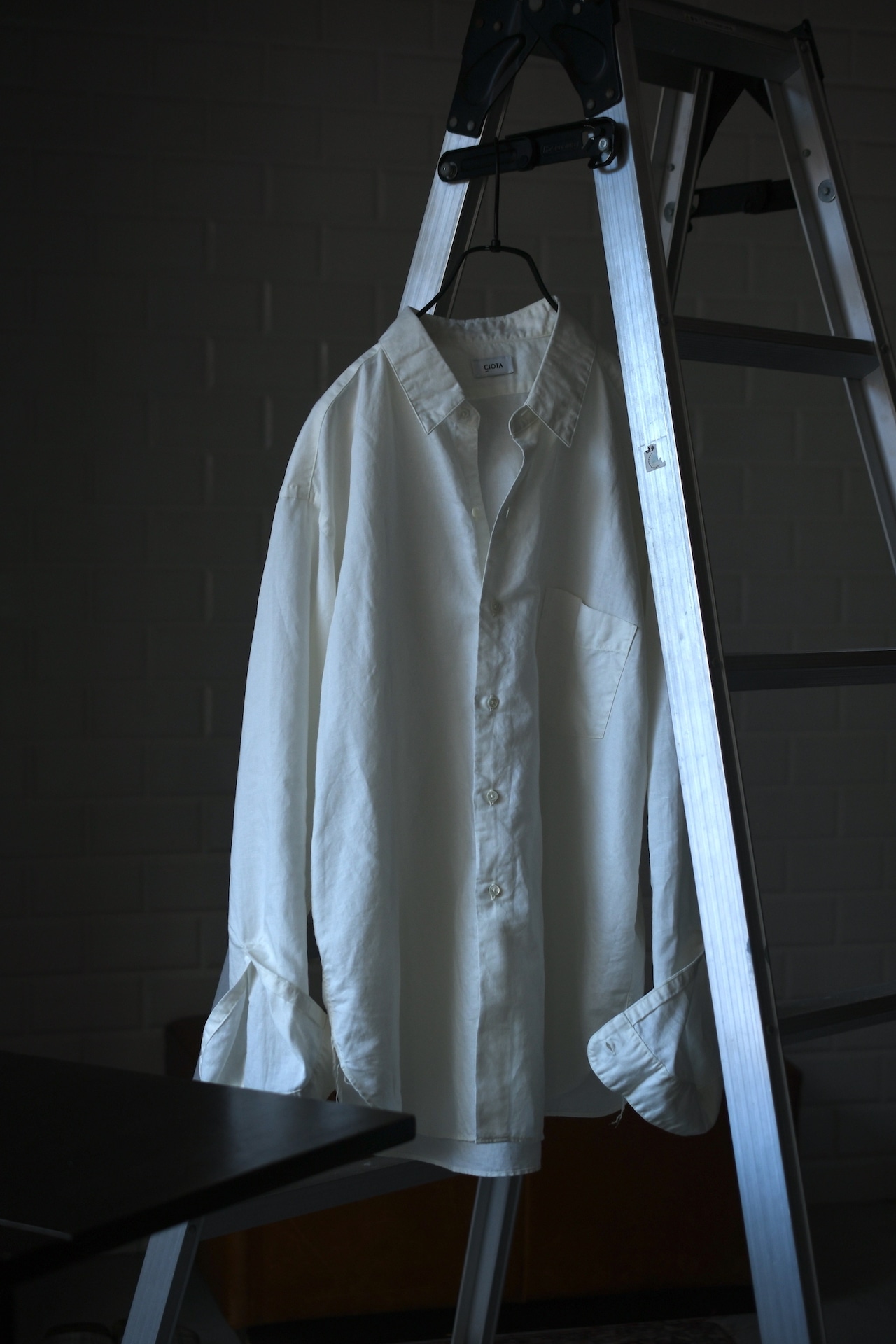 CIOTA / Regular Collar Long Sleeve shirt (Cotton Linen / Off)