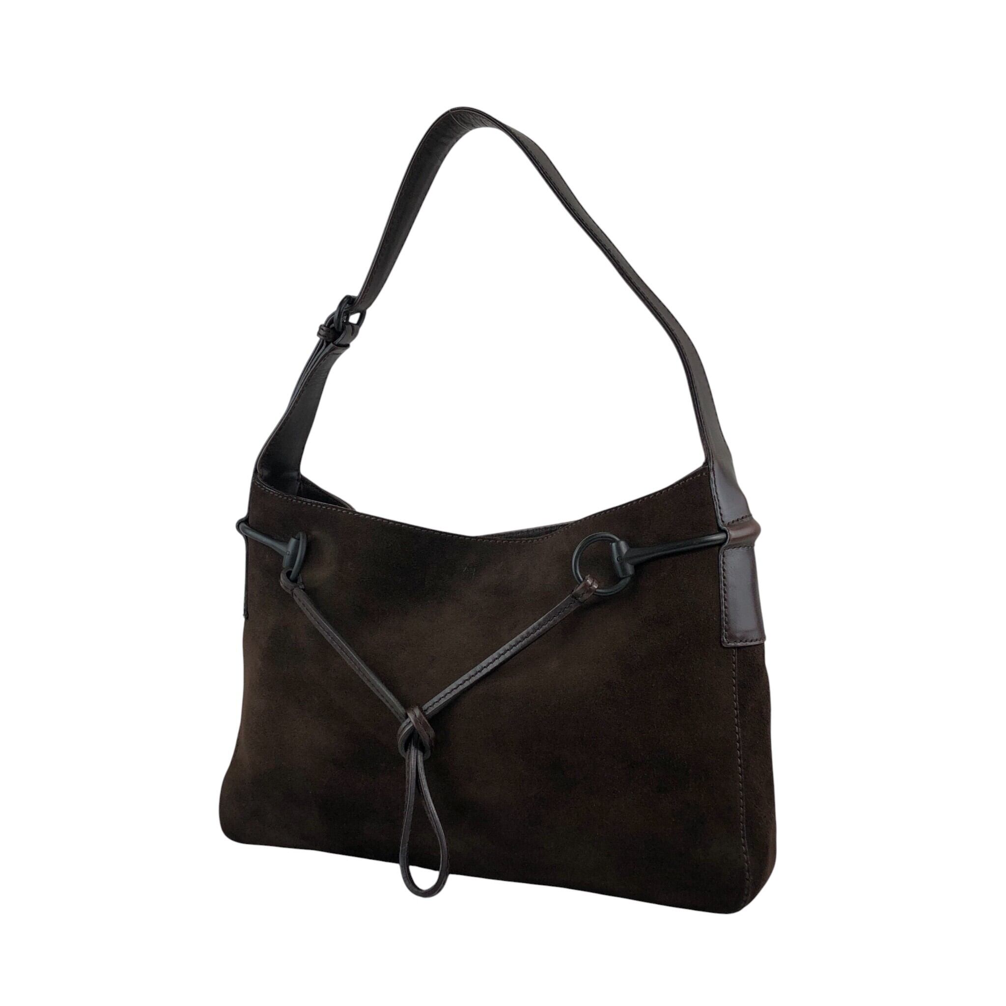 80s グッチ オールドグッチ バニティ バッグ スエード ポーチ ホースビット GUCCI グッチ ショルダーバッグ ブラウン ホースビット スエード