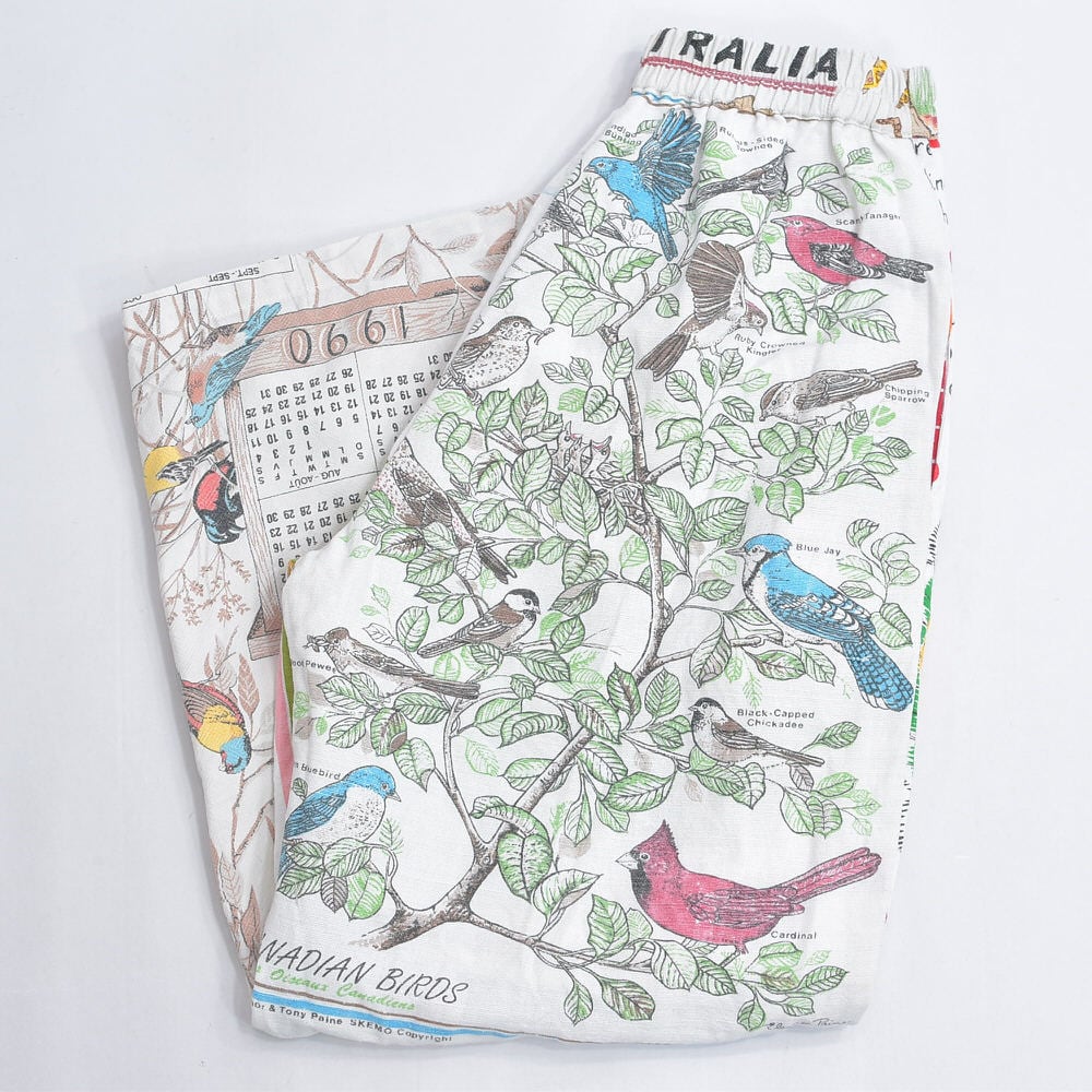 Remakeリメイク ヴィンテージ テキスタイル パッチワーク デザイン 再構築 ルーズシルエット イージーパンツ ツギハギ 古着 裏地付き レディースW64~98cm