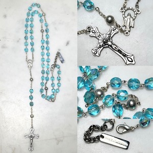 DOLCE&GABBANA iridescent light blue beads necklace "rosary"