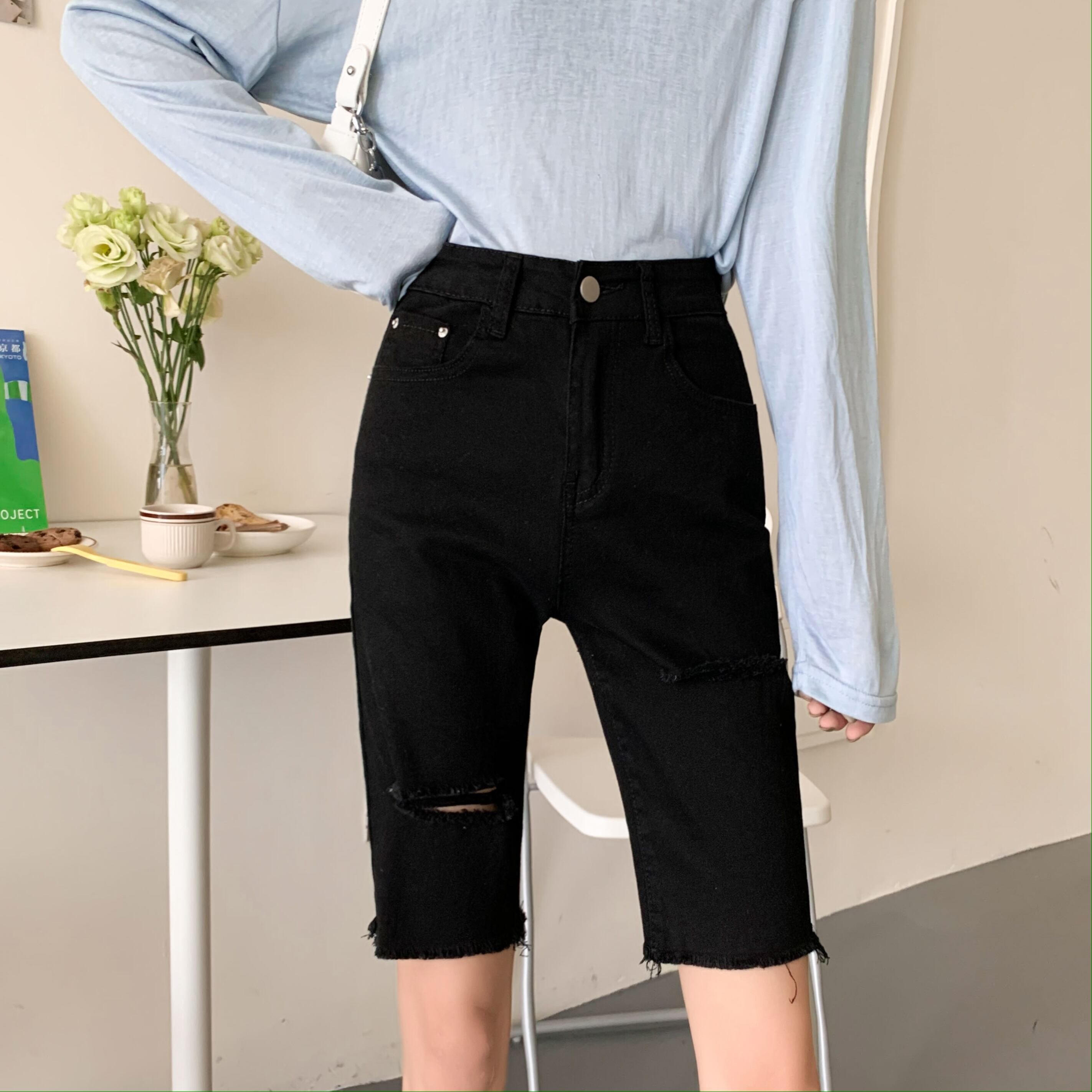 ブラックパンツ スプリングハイウェストレギンス 春物 1号婦人49567549448