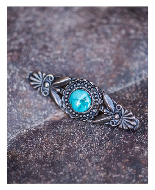 Split Shank Turquoise Hybrid Silver Brooch (c. 1940-1960s)