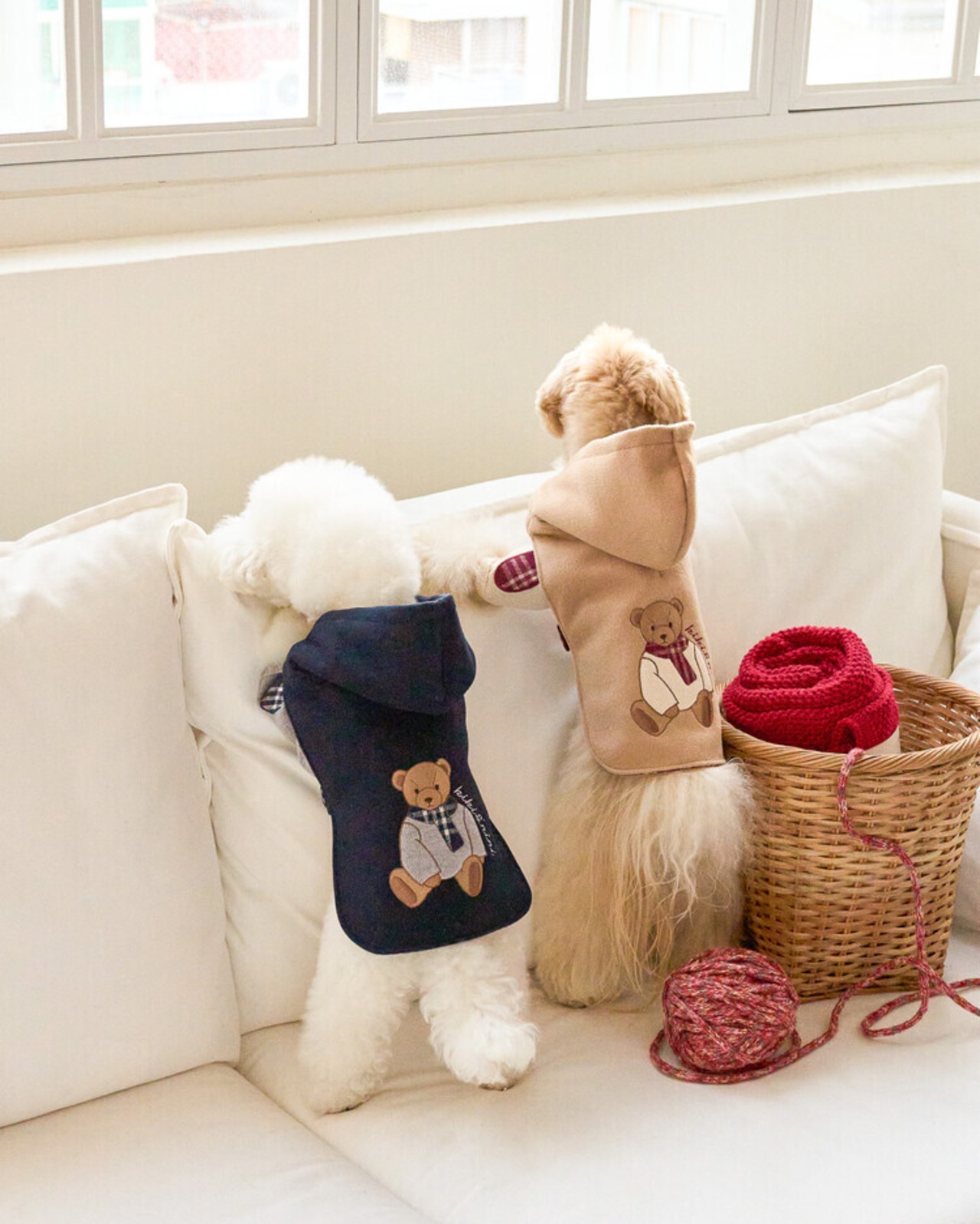 予約  【kiki&nini】Brownie Classic Check Poncho(ネイビー)+Classic Check Knit(グレー)set