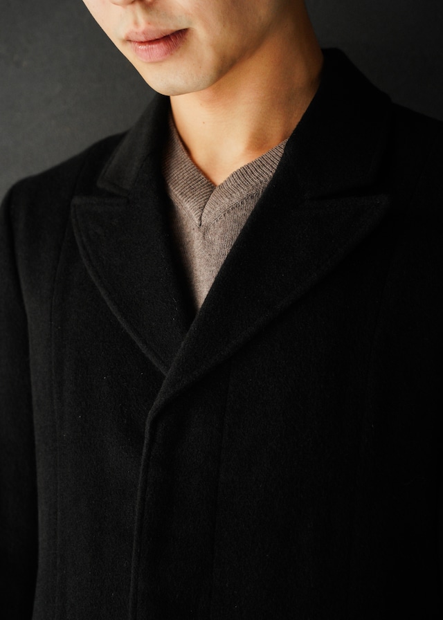 EMPORIO ARMANI 05AW angora blend fly front wool chester coat