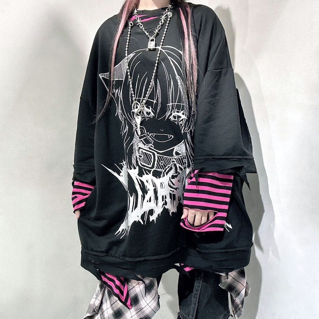 ヴォルカン PETダメージ SUPER BIG Tシャツ ボーダーグランジロンT PETダメージ SUPER BIG Tシャツ | VOLCAN&APHRODITE