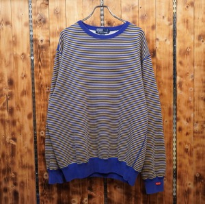 90s ralphlauren ボーダー スウェット L/ラルフローレン ネイビー イエロー