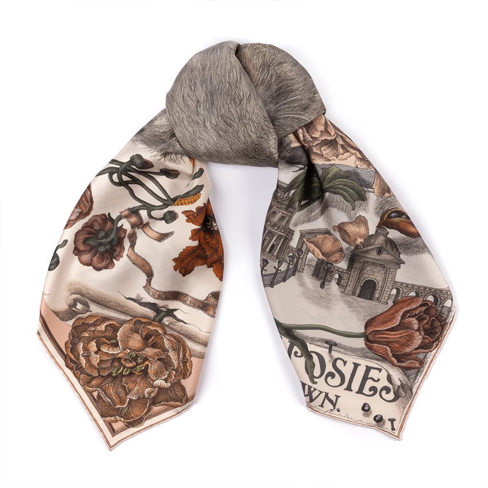 リングアリングオーローゼズ（マシュマロ/ルバーブ）100%シルク 90cm