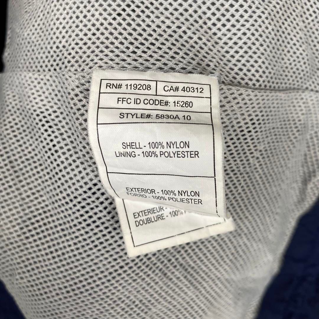 adidas ロゴ刺繍 ハーフジップ ナイロンプルオーバー 紺金L S239