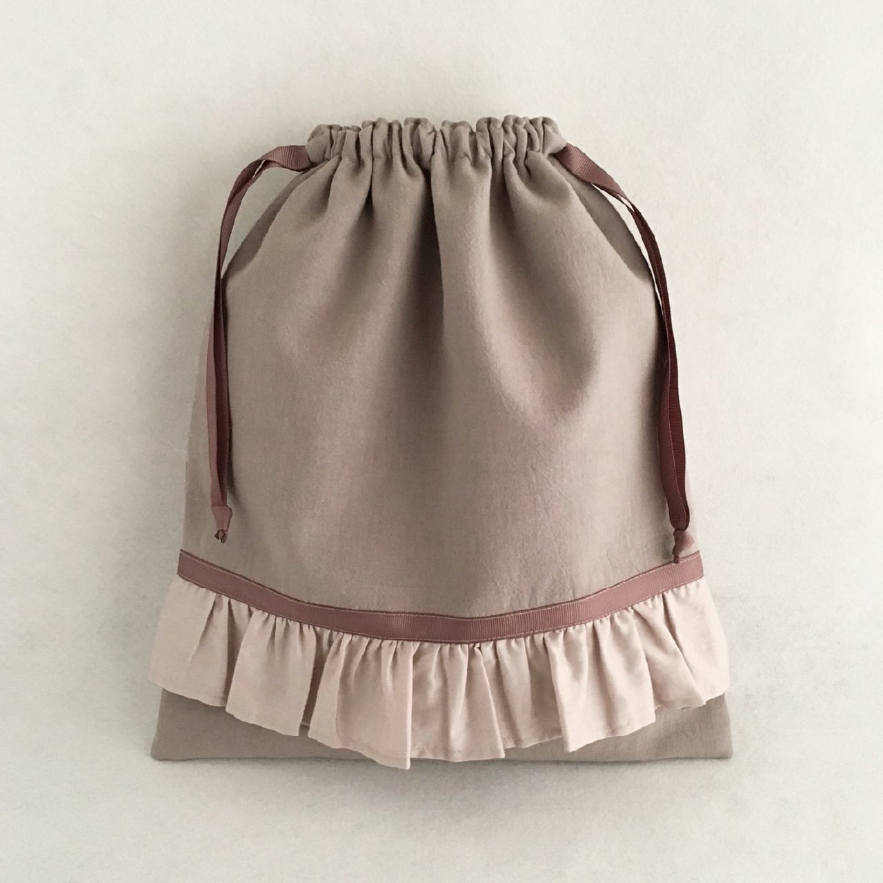 オーダー♡生地♡確認用♡布フリル＋レースフリル♡ハンドメイド♡セット♡体操着入れ フリル付き体操服入れ（型紙と作り方のセット）AC-2103 | 子ども服の
