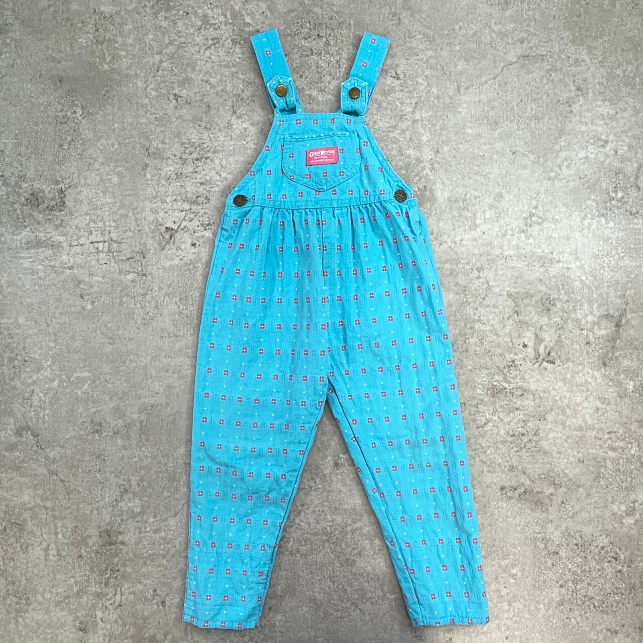 kids】希少 80年代頃 USA製 OSHKOSH オシュコシュ 花柄オーバーオール