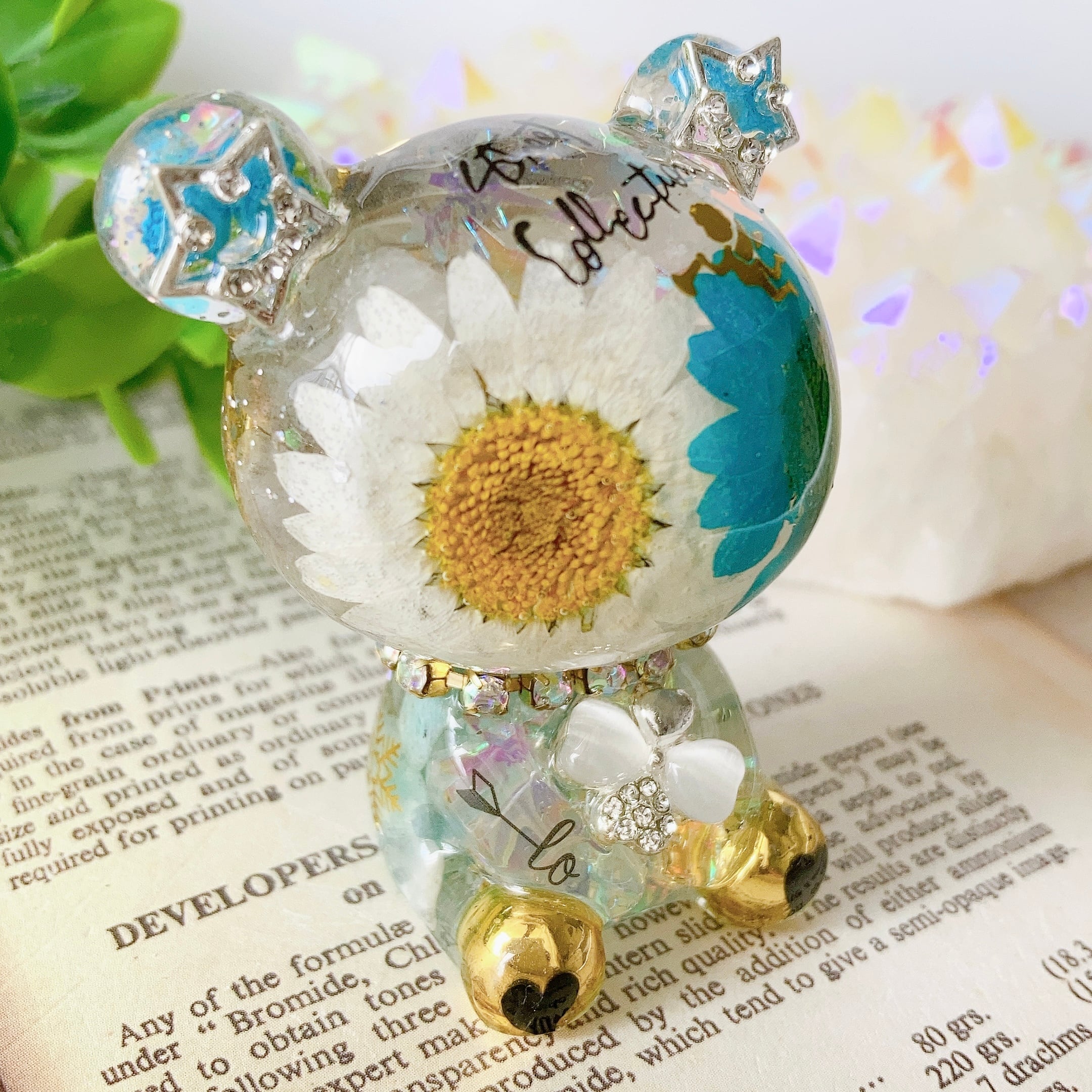 幸運引き寄せ♡オルゴナイト Flower くまちゃん♡ピンクオパール 