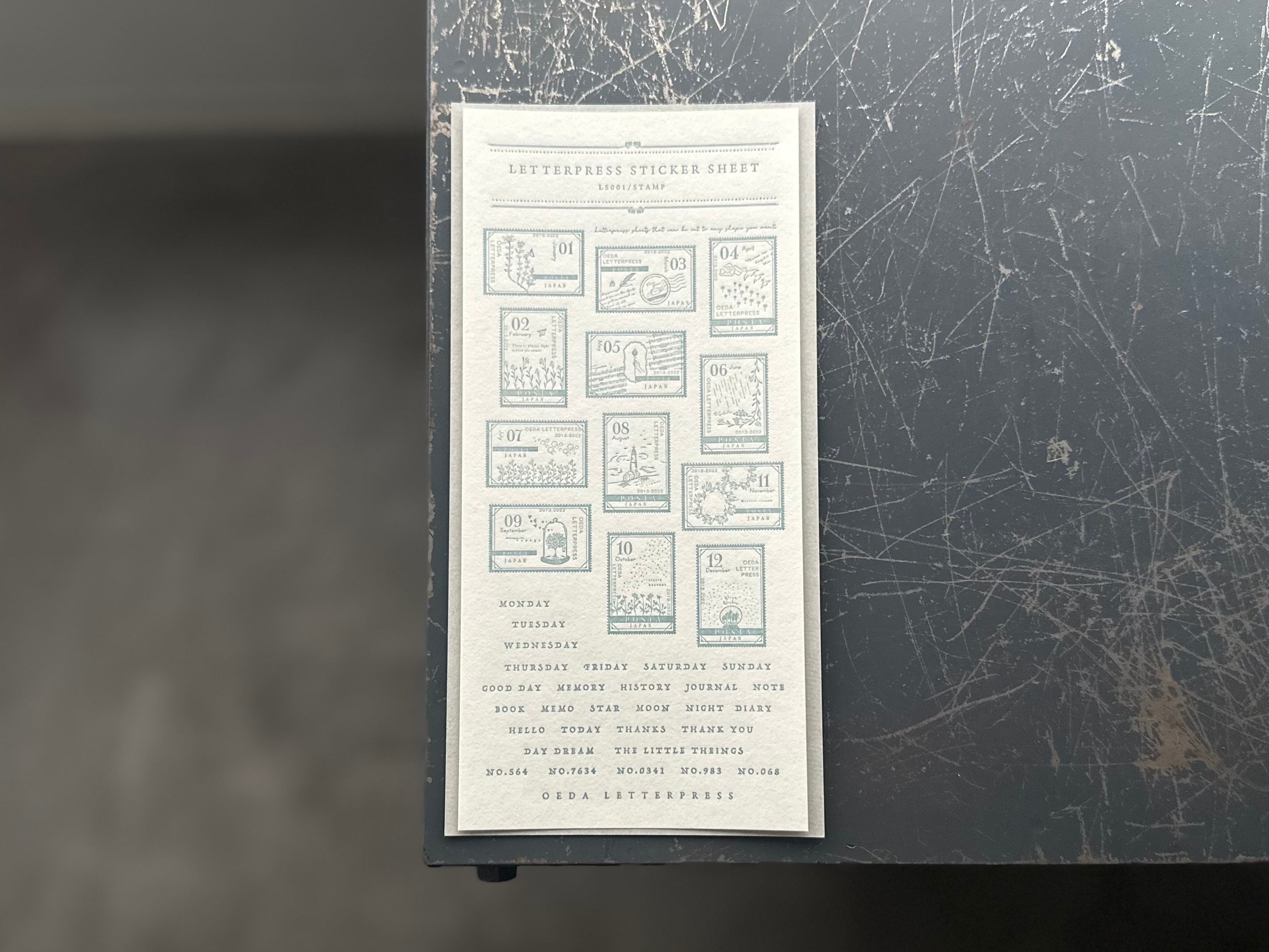 "NEW"【限定色】LETTERPRESS sticker sheet【STAMP/Ash blue】