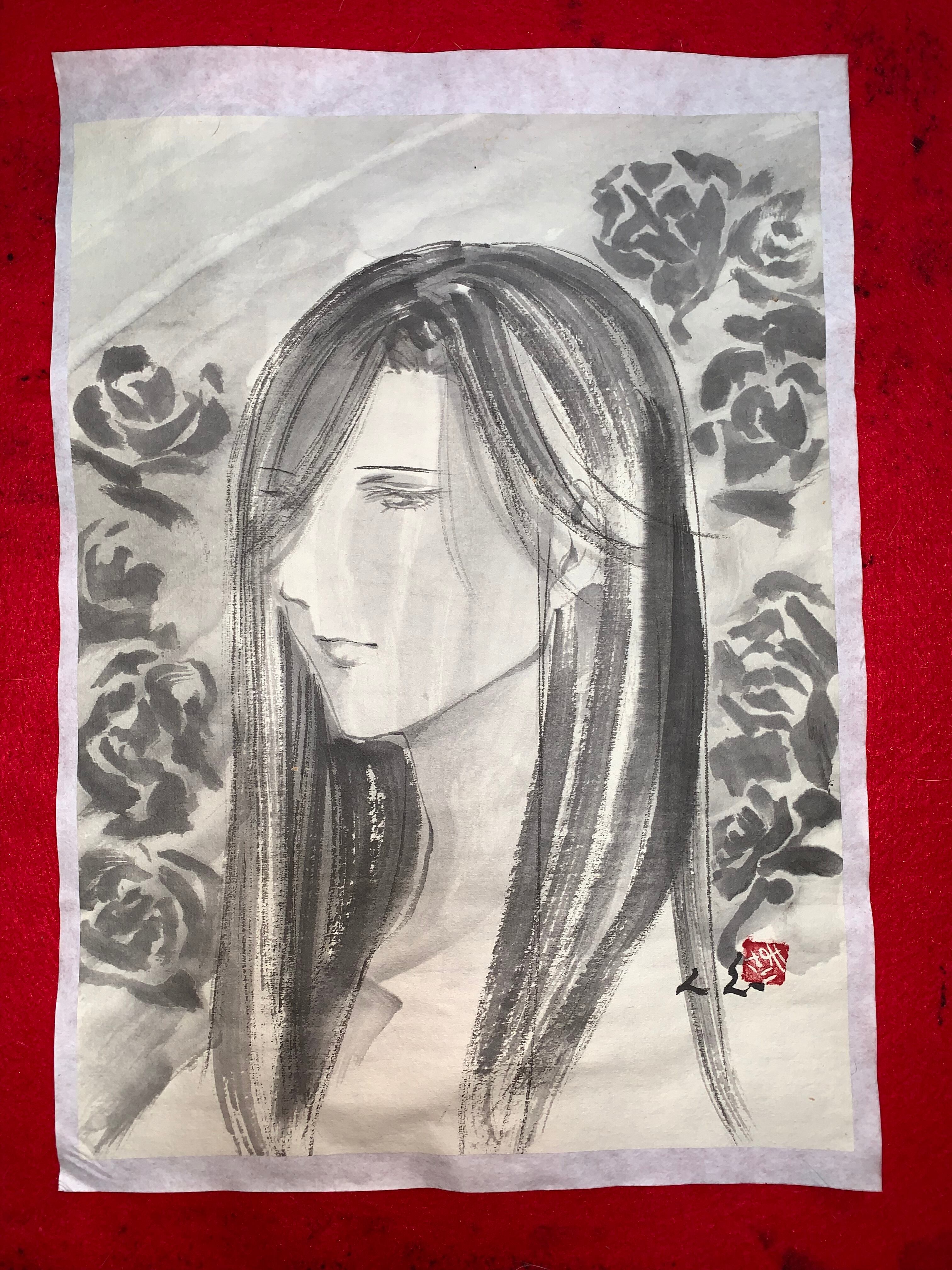 肉筆原画　墨絵　美人画　絵画　水墨画 美人画 肉筆画 墨絵 水墨画 原画 現品限り | まさい屋