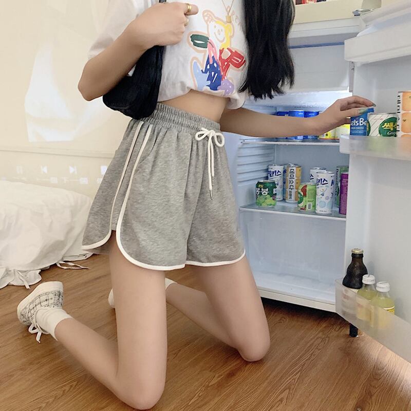 ルーズハイウェストウェストショーツ パンツ サマーレッドカジュアルレディース 夏物 ブルマー 試着室63950158224