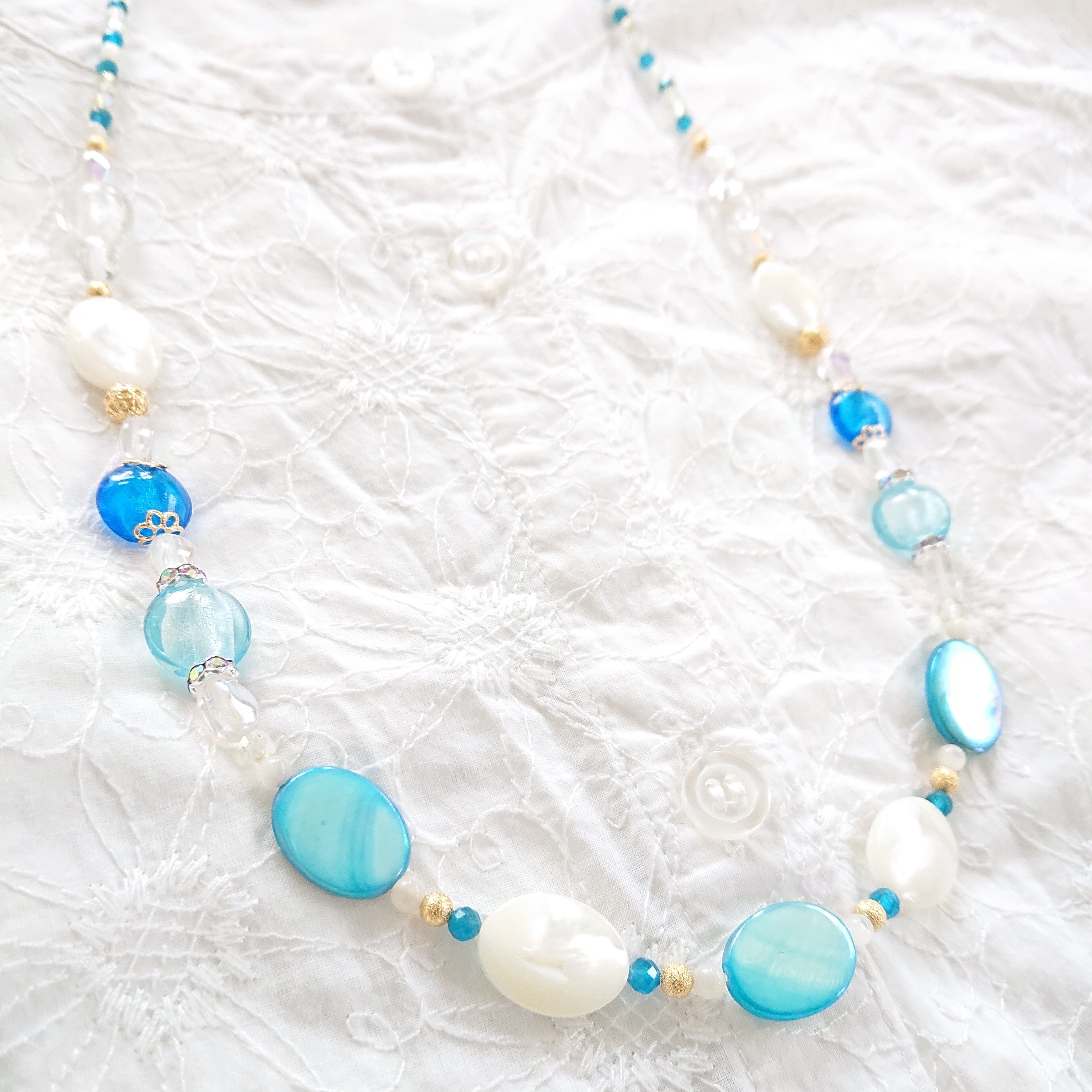 Gold × Blue omamori ネックレス ゴールドイービルアイペンダント 