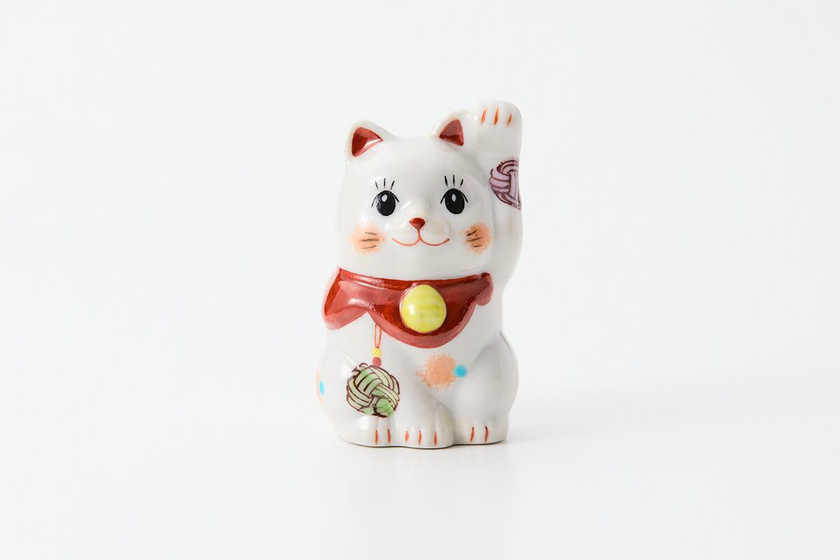 ミニ招き猫(左) 水引-結-赤