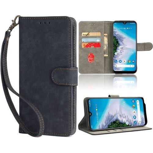 京セラ Android One S10 用 ケース 手帳型 One S10 用 手帳型 カバー 財布型 NOUKAJU カードポケット付き 高級 PUレザー 手触りが良い 落下防止 衝撃吸収 耐摩擦 全面保護 耐磁性RFID機能 マグネット式 カード収納 スタンド機能 軽量 薄型 ストラップ付き スマホケース ブラック 1821