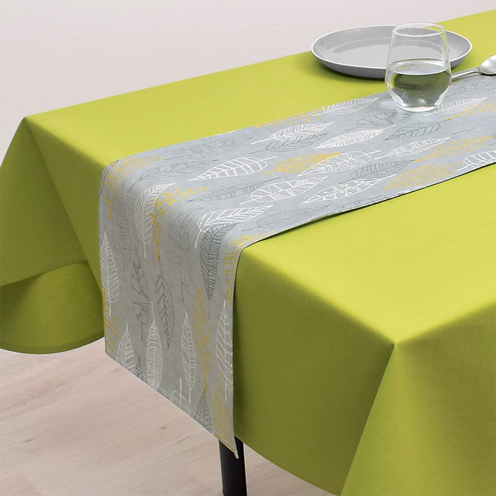【在庫処分】スタイルデコール(STYLE Decor) テーブルランナー ラミネート 防水 北欧 テーブルセンター 180cm 拭ける グレー リーフ シンプル W2702320