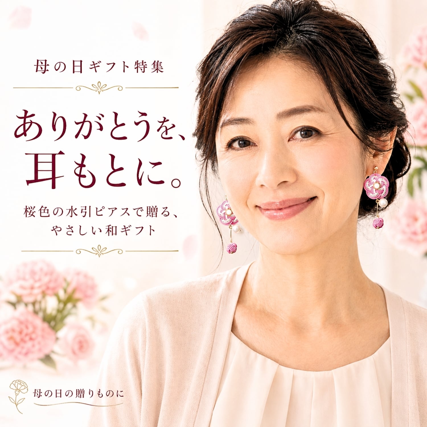 梅結び 淡路玉 水引ピアス 母の日ギフト 和アクセサリー