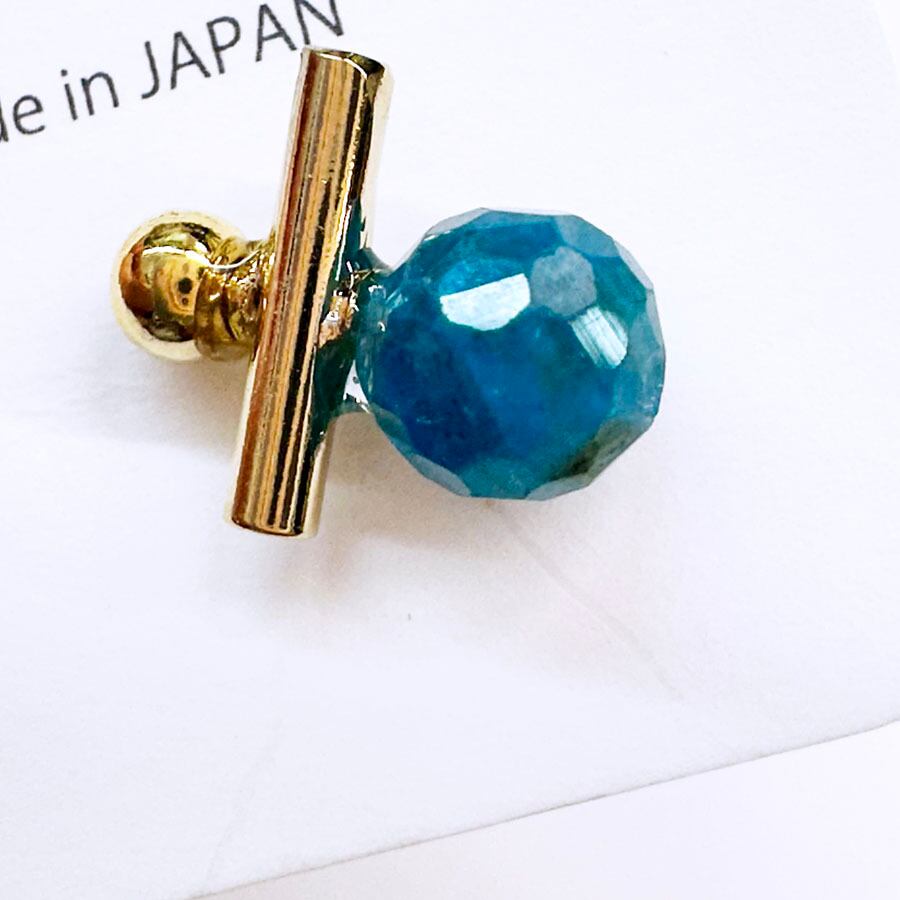【極上カット】ブルーのアシメ☆天然石ピアス カット天然石直結ピアス | migknot