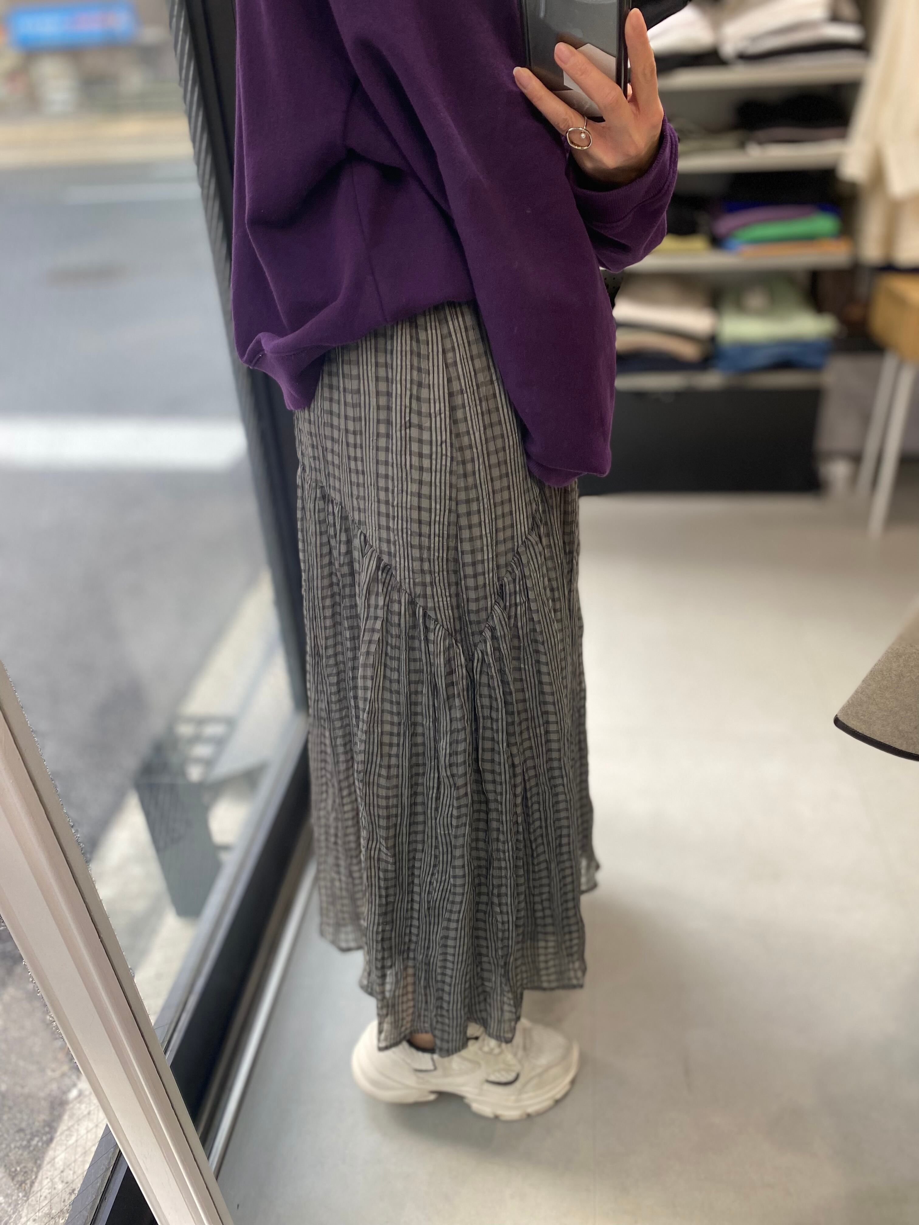 【CHIGNON】 チェックシアーティアードスカート