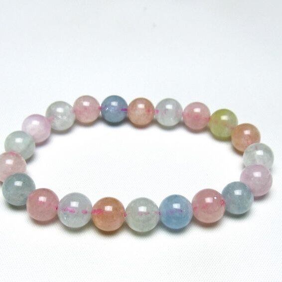 ミックスカラーベリル ブレスレット 9mm 一点物 メール便可 [M便 1/10] 111-48879