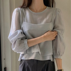 Sheer Long Sleeve Shirt & Cami Set（EC086）
